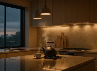 Tea time. Cozy aesthetic ambience with rain sounds in the background.