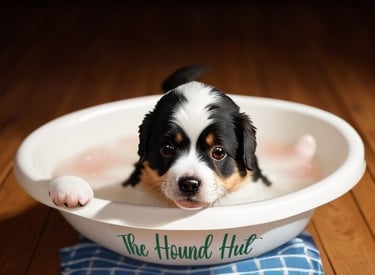 Dog in bath tub