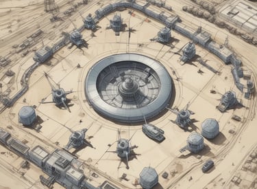 l'image en mode croquis d'une base aérienne vue de haut 