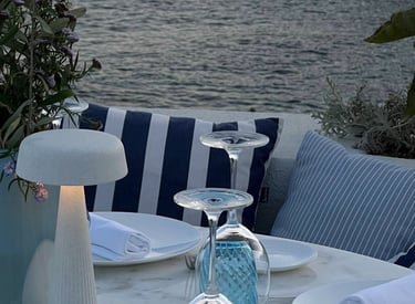 a table setting with a table setting for two