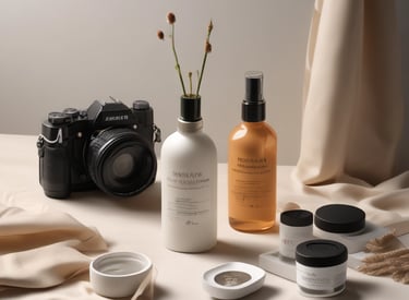 A photographer directing a model during an outdoor photo shoot at golden hour.