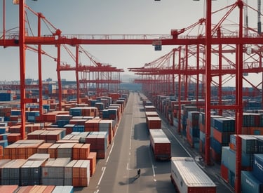 Customs officer inspecting cargo at a busy port in Durres.
