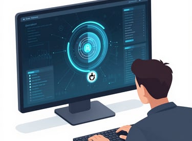 A sleek laptop displaying a modern, minimalist personal brand website on screen.