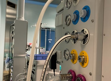 Tubi di ossigeno/aria per ventilatore in sala operatoria