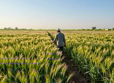 Close-up of healthy green lentil plants with pods forming.