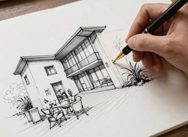 Cozy living room with warm lighting and tasteful decorative elements.