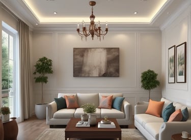 A bright, airy living room with minimalist decor and natural light streaming through large windows.