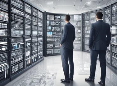 A diverse team collaborating around a laptop in a modern office space, reflecting pcs's commitment to partnership and innovation.