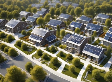 Eco-friendly residential development surrounded by nature.