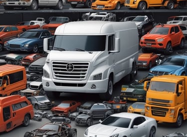 An assortment of automotive spare parts displayed neatly.