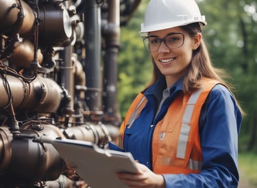 Image of a consultant advising a client outdoors near a green area.