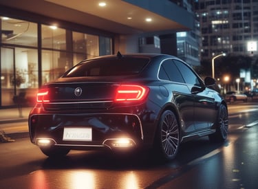 Industrial close-up of headlight components showcasing precision engineering and modern design.