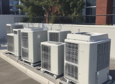 Instalación industrial en la cubierta de un edificio comercial