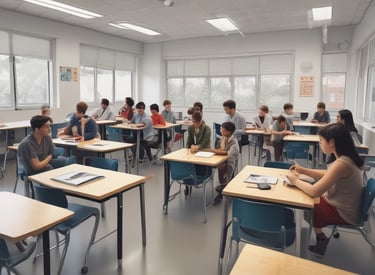 Creative UI design mockup featuring bright blue and purple-blue gradient elements.