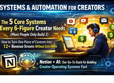 Digital creator using Notion and AI automation systems to build 6-figure revenue streams from content.