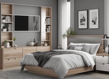 A bright, organized home office showcasing fabo's space-saving desk with clean lines.