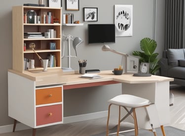 A cozy dining area with fabo's durable wooden table and matching chairs in natural finish.