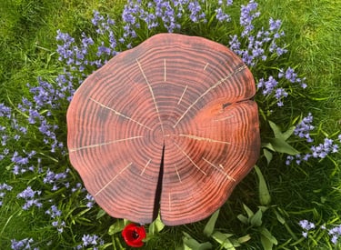 small live edge side table with copper leafing