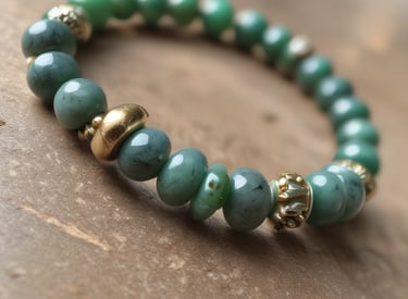 A collection of elegant accessories arranged artfully on a dark surface. A gold watch with a matching metallic band sits prominently. Next to it, there's a gold-colored chain draped over a textured cloth bag within a wooden box. A round, decorative medallion and some cards or booklets can also be seen.