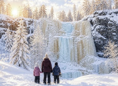 Korouoma Frozen Waterfalls near Rovaniemi in Lapland, Finland during winter