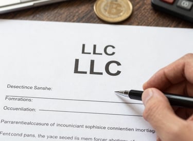 A friendly consultant assisting a client with company paperwork in a bright, modern office.