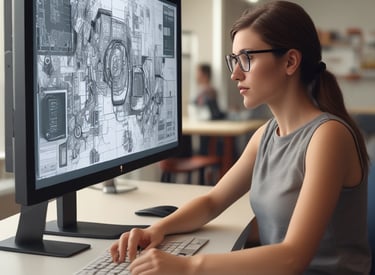 Laptop screen showing a detailed course workbook layout with notes and highlights