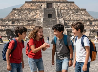 Group of students exploring a lush natural reserve with a guide.