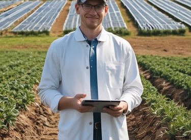 Technician analyzing biomass samples for agroenergy projects.