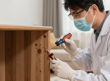 Malhar Pest Control van parked outside a house at sunset, ready for a service call.
