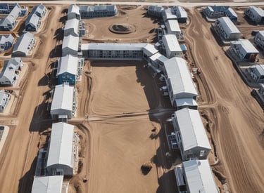Aerial view of a newly approved residential land subdivision with clear boundaries.