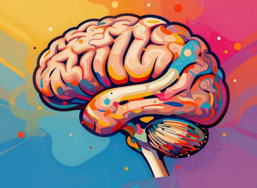 Close-up of colorful brain scan images highlighting neural activity.