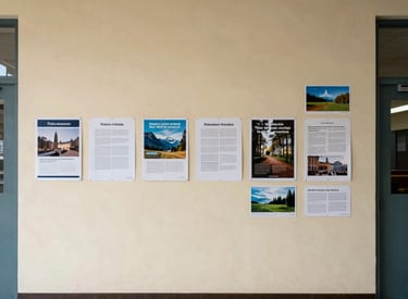 Image of a modern bulletin board displaying various official notices and updates.