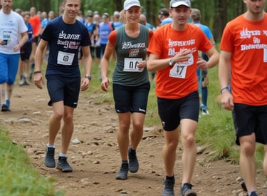 Group of hikers enjoying panoramic views on a sunny day during the 19 km randonnée.