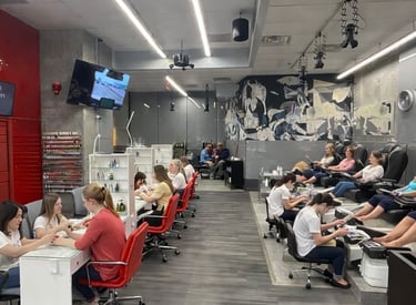 work day at nail salon manicures and pedicures
