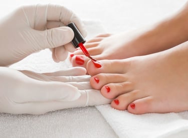 Pedicure polish applied 