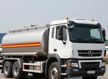 A sleek tanker truck driving on a highway at sunset, symbolizing reliable liquid cargo transport.