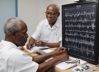 Doctor consulting with a patient in a bright, welcoming clinic room.