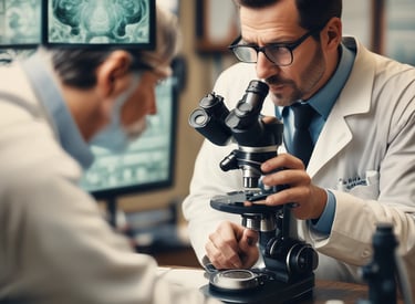 Scientists working together in a bright lab filled with advanced equipment.