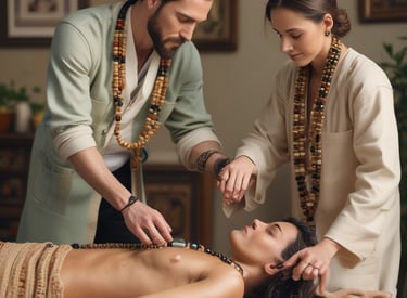 A compassionate therapist engaging with a patient in a calm, welcoming office.