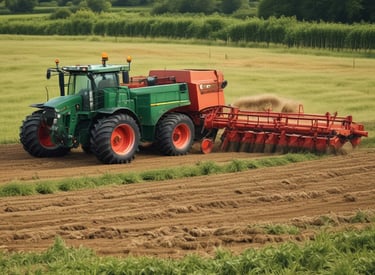 Rows of fruit trees laden with ripe fruit beside patches of green crops at yelwa farmhouse.