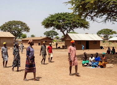 Artists performing traditional Gambian music at a vibrant cultural festival.
