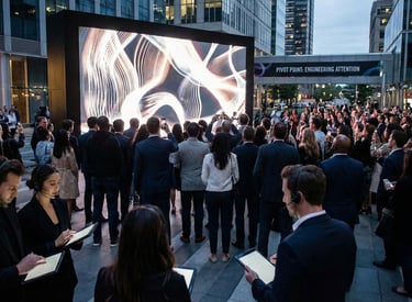 A large outdoor brand activation event managed by Pivot Point. In the foreground, professional event