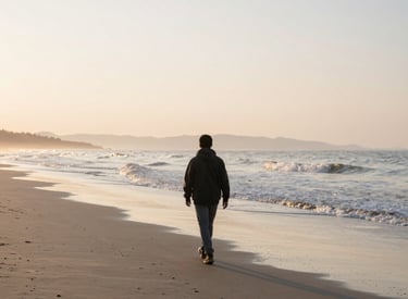 A calm, softly lit workspace with a laptop and a pink mug, evoking warmth and comfort.