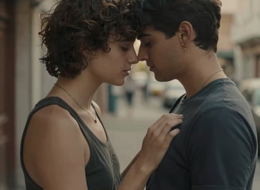 Two hands gently holding each other against a soft pink background symbolizing connection.