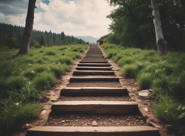 A winding mountain trail symbolizing life's obstacles and progress