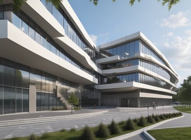 A panoramic view of a modern urban development project under construction.