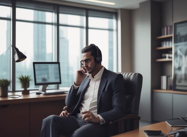 A customer service representative making a phone call to collect debts.