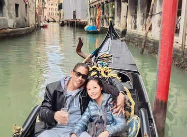 Mark Adam Cottonham and wife in a Venice gondola