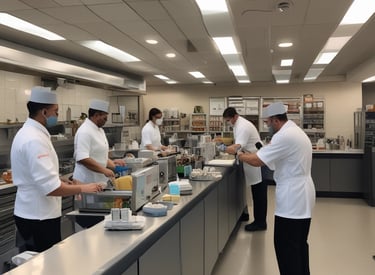 Hospitality staff warmly welcoming guests in a luxury hotel lobby.