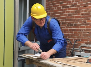 Technicians working on complex machinery in a high-tech workshop.